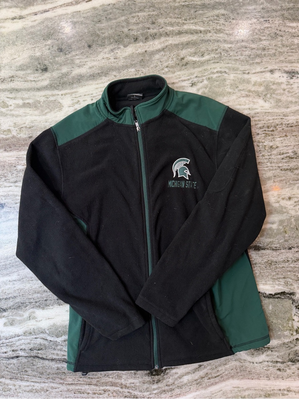 Michigan State Colosseum Black & Green Fleece Jacket
Size Large